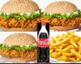 3 zinger burger,fries coca cola 1L