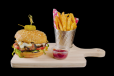BBQ Chicken Malai Burger with Fries