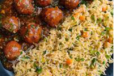 Triple Veg Fried Rice With Veg Manchurian Sauce