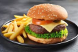 Fresh Veg Burger French Fries With Cheese Slice