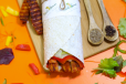 Small harissa and halloumi wrap