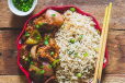 VEG FRIED RICE WITH FISH CHILLY