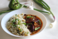 VEG FRIED RICE WITH GARLIC CHICKEN