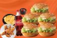 5 Chicken Burgers with French or Sliced Fries + 5 Crispy Chicken and 1.5L Bottle