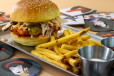 Fried Spicy Paneer Burger with Fries