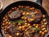 Beef Slices With Chickpeas And Garlic