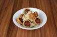 Hummus Dates and Soujok / حمص مع التمر والسجق 