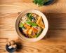 Slow Braised Tofu with Asian Vegetables, Rice Noodles (VG)