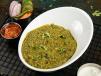 Palak Khichdi served with Dahi and Fryums