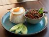 Rice Topped  Roasted Duck , Eggs And Basil