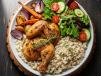 Half Oven Rosto Chicken Meal With Vermicelli Rice And Vegetables