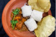 Puttu With Chicken Curry and Papadam