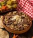 Meat Steak With Cheese And Mushrooms