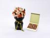 Peach Rose and Lisianthus Flowers With Chocolate
