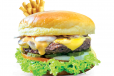 Famous Beef Mushroom Burger with chips