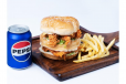 KP Chai Mighty Zinker Burger w Pepsi and fries