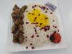 Meat Tikka With White Rice Saffron Pomegranate