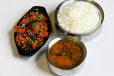 CHICKEN 65 SET WITH KHATTI DAL and WHITE RICE