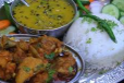 CHICKEN SET WITH KHATTI DAL and WHITE RICE