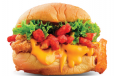 Cheetos chicken burger with fries