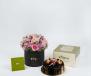 Elegant Flower Box with Chocolate Truffle Cake