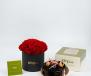 Box of Red Roses with Chocolate Truffle Cake