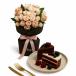 Roses Beauty Arrangement with Red Velvet and Truffle Slice Combo