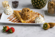 Crepe With Kinder, Fruits And Ice Cream