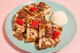 Waffle With Kinder, Fruits And Ice Cream