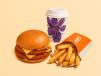 Loaded Classic veg burger with Zafran tea and Fries 