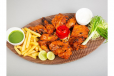 Tandoori Chicken Half With French Fries, Souce And Salad