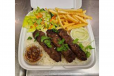 Chicken Seekh Kabab 2 Sticks With French Fries , Souce And Salad