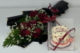 VALENTINE BENTO CAKE IN ACRYLIC AND SMALL BOUQUET