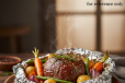 Meat In Foil With Vegetables Plate