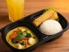 Thai Green Curry Veg With Jasmine Rice And Veg Spring Rolls