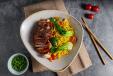 Egg Noodles With Crispy Duck andamp; Asian Greens