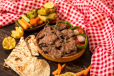 Meat Steak With Tomato And Onion And Peppers
