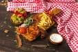 Half Charcoal Chicken + Dips + Bread + Fries