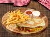 Tunisian Chicken Chapati And Smoked Turkey With French Fries
