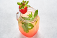 Fresh Ginger Mint And Lime Lemonade With Strawberry Syrup