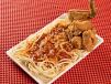 Spaghetti With Fried Chicken Wings