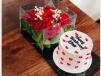 Mini Cake With Flower Acrylic Box