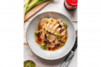 Chicken Slice With Rice, Chips And Soup