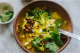Vegetable Broccoli With Rice, Chips And Soup