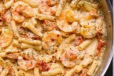Prawns Penne Pasta With White Sauce