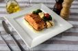 Baked Salmon with steamed brocolli and cauliflower (316gms) UNDER 40 GMS PROTEIN