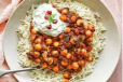 Chole with Garlic Rice dish