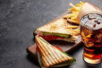 Big Sandwich with French Fries and Beverage