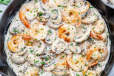 The Shrimps and Calamari with Cream and Mushroom