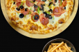 Pepperoni Vegetable Pizza and Fries